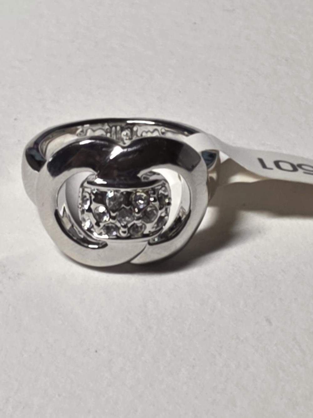 Camille Lucie Silver Knot Crystal Ring Size 7 NWT